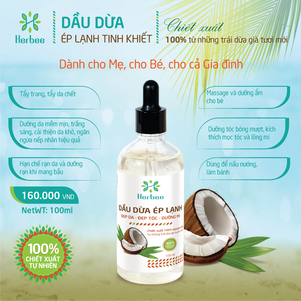 Dầu Dừa Ép Lạnh Herbee